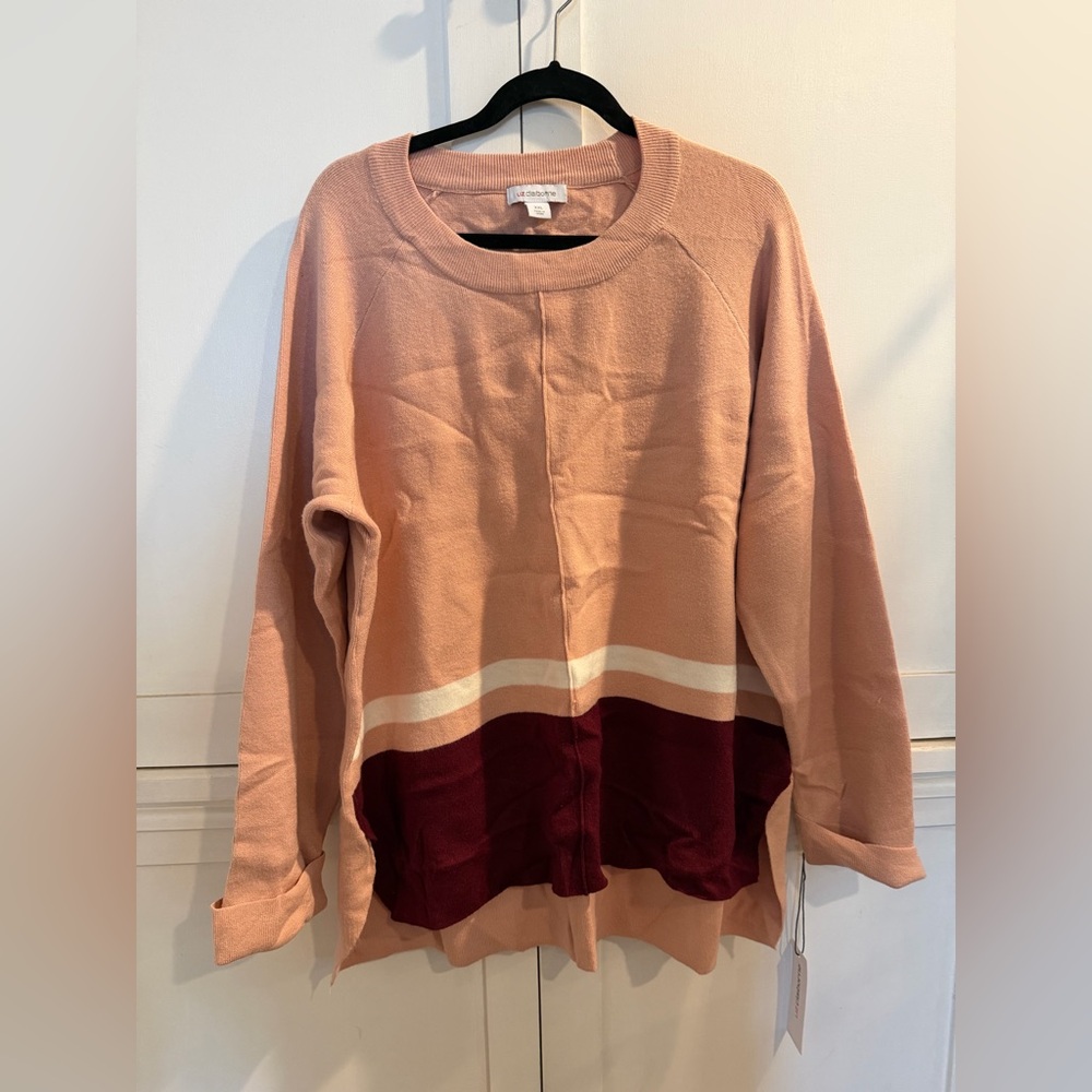Liz Claiborne Peach and Burgundy Women's Top